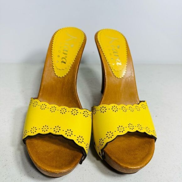 Zoccoli da donna con Fiori Laserati TACCO 11 - K23301 GIALLO 40-9 - Picture 3 of 7